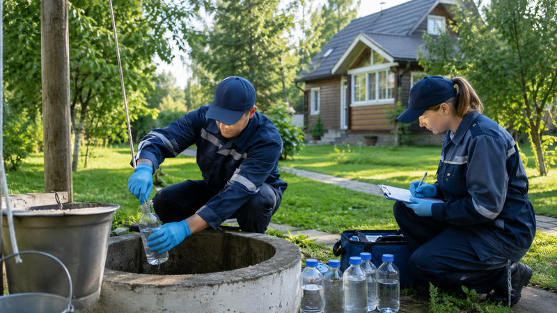 Отбор воды из колодца для анализа в Талдоме