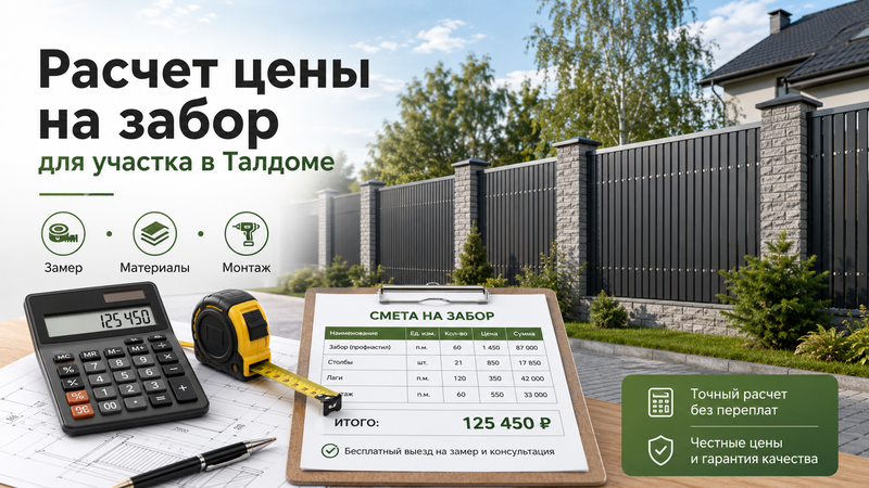 Расчёт цены на забор для участка в Талдоме